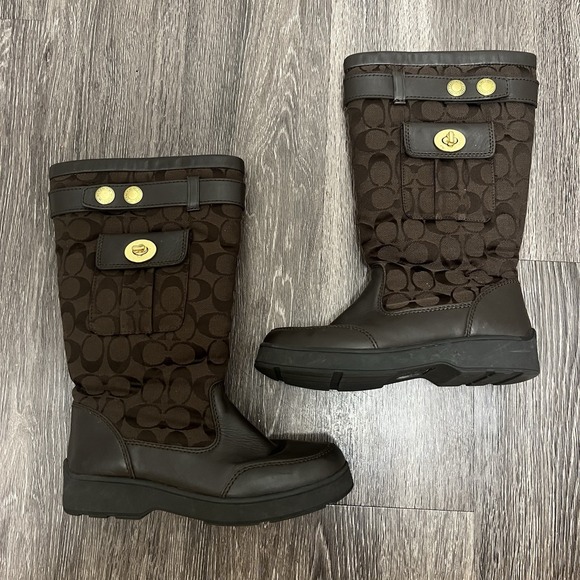 Coach Kayla Boots Black Size 6.5 Women Brown - Picture 1 of 9